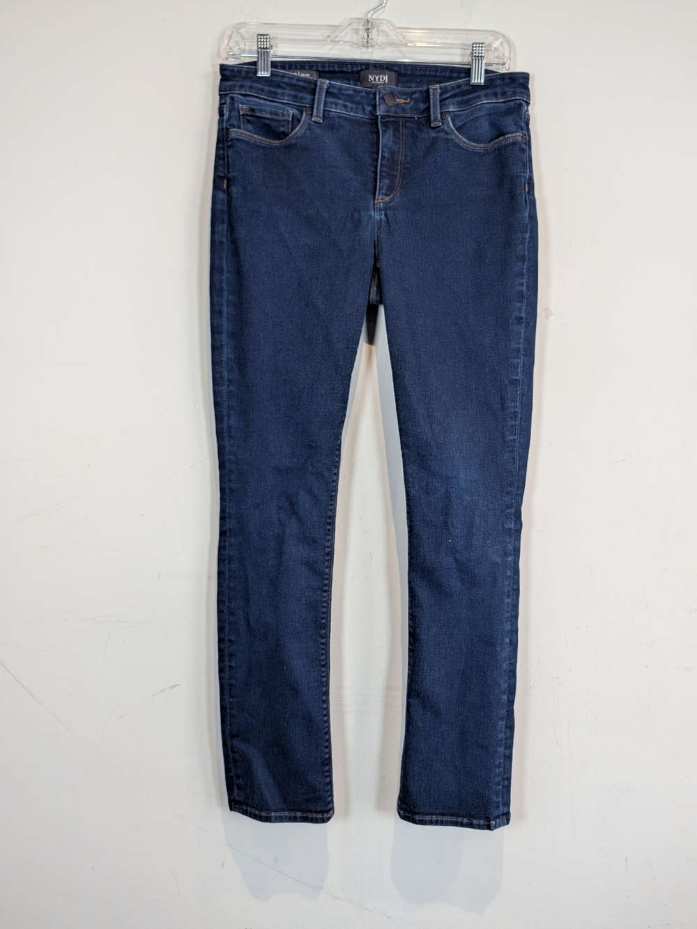 NYDJ Parker Dark Blue Slim Straight Jeans, Size 8